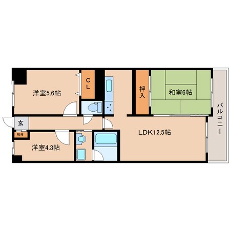 大和高田駅 徒歩18分 3階の物件間取画像